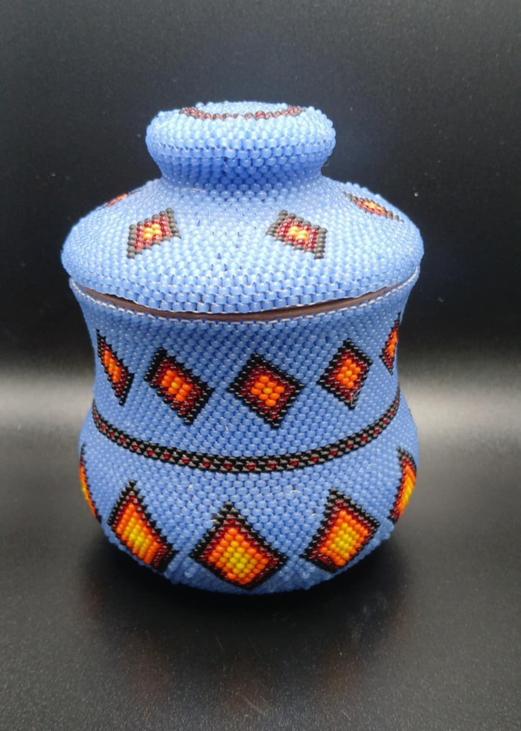 Blue Navajo Beaded Pot