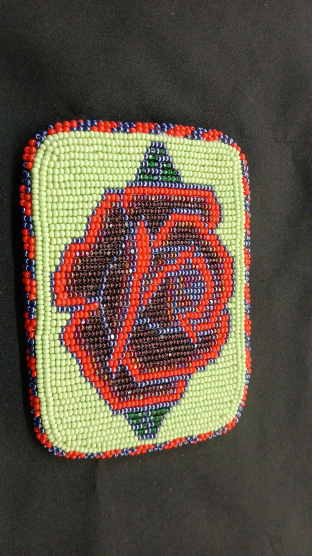 BEADWORK CARD HOLDER W/ROSE